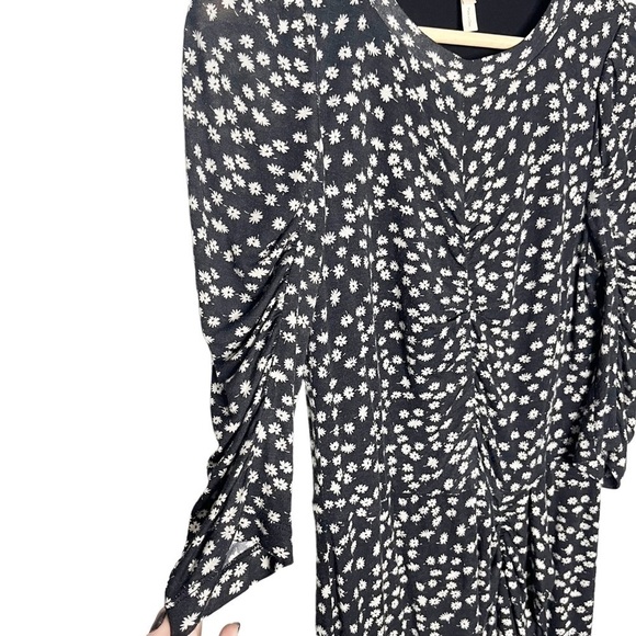 Rebecca Taylor Floral Fizz Ruched Midi Dress Sz M - Picture 4 of 9